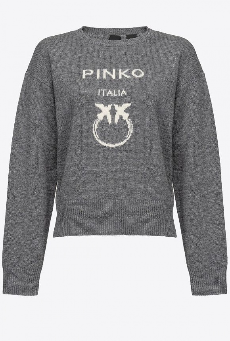 Pinko Love Birds Pullover Tmavě Šedé | SN-PKO33409