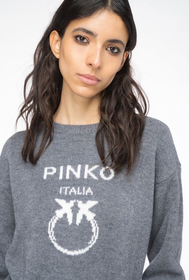 Pinko Love Birds Pullover Tmavě Šedé | SN-PKO33423