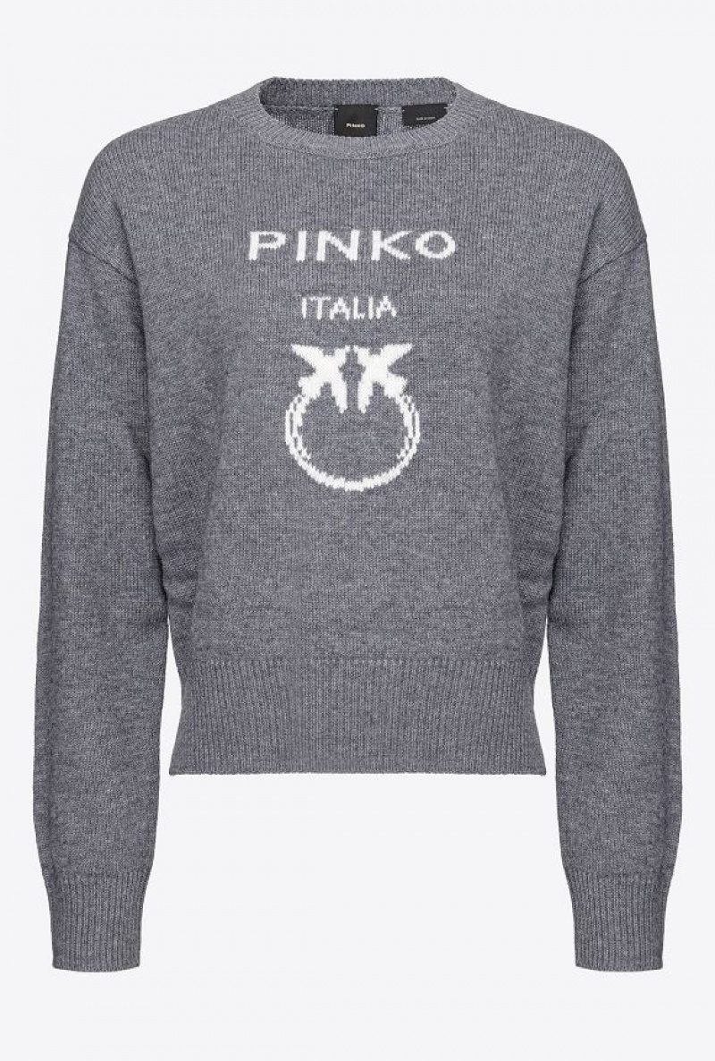 Pinko Love Birds Pullover Tmavě Šedé | SN-PKO33423