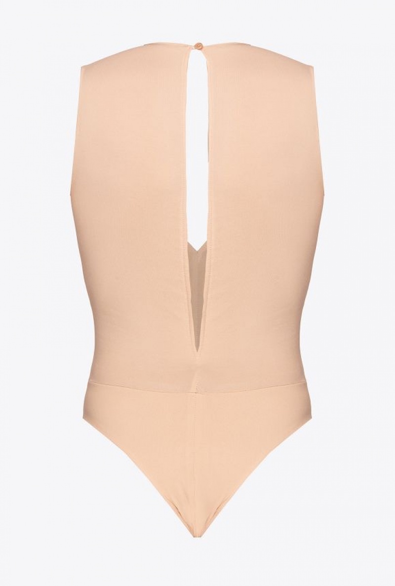 Pinko Low-cut Bodysuit Růžové | SN-PKO33258