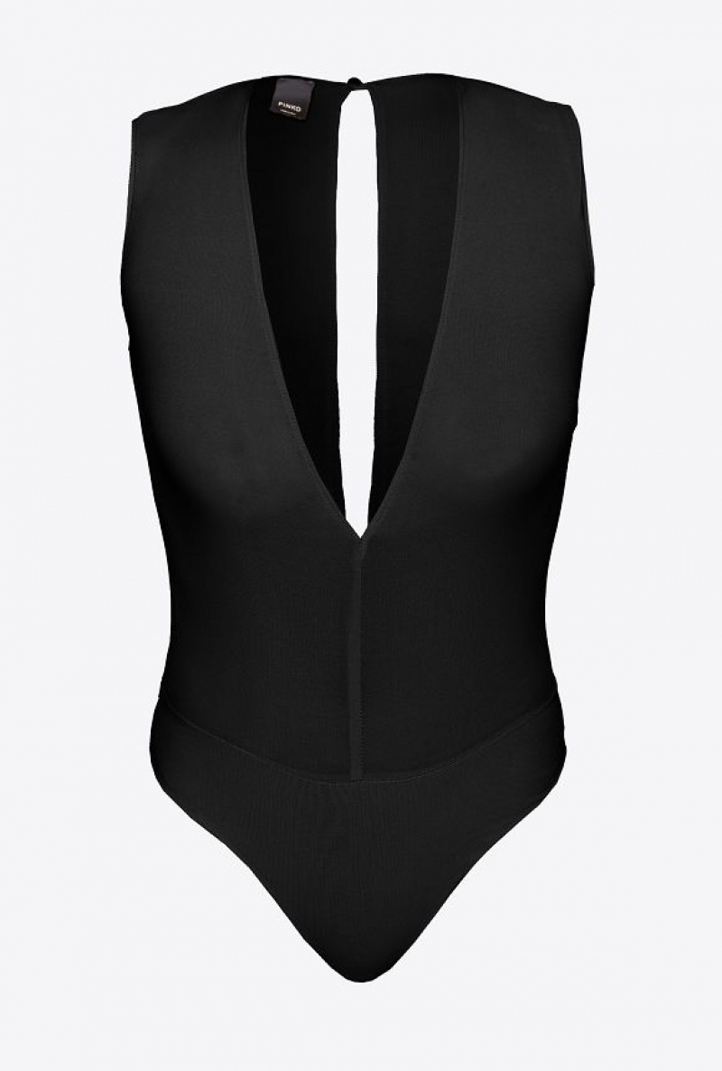 Pinko Low-cut Bodysuit Černé | SN-PKO33935