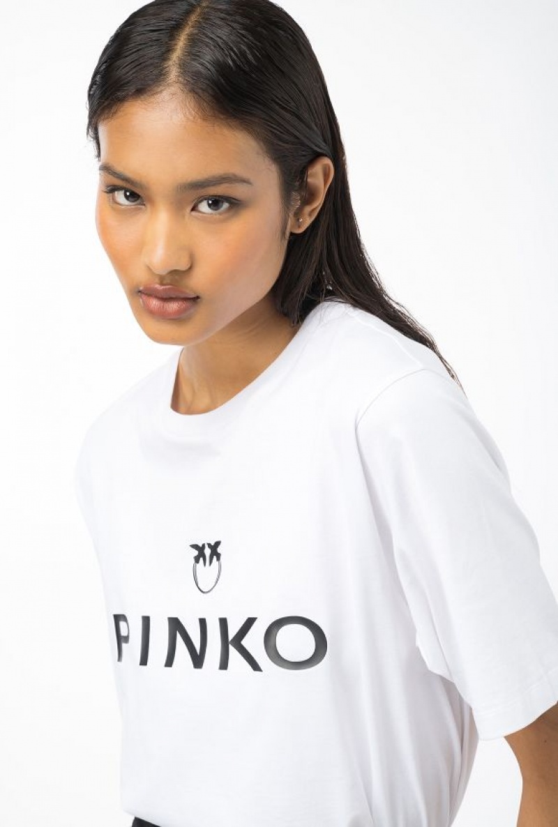 Pinko Maxi-logo T-shirt Bílé | SN-PKO33323