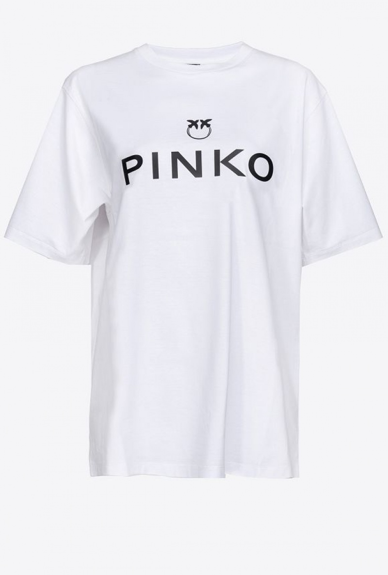 Pinko Maxi-logo T-shirt Bílé | SN-PKO33323