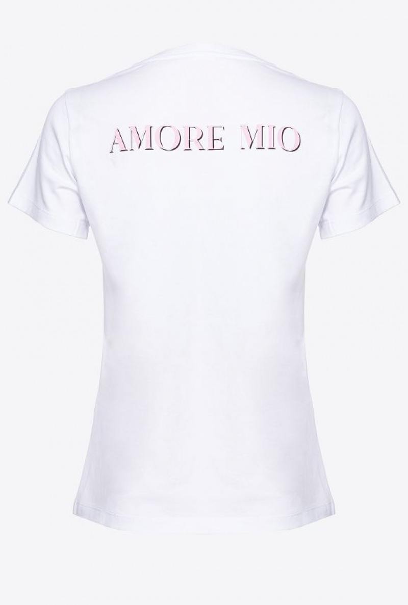 Pinko Mermaid-print T-shirt Bílé | SN-PKO33223