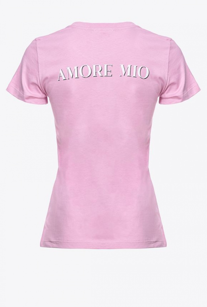 Pinko Mermaid-print T-shirt Fialové | SN-PKO33227