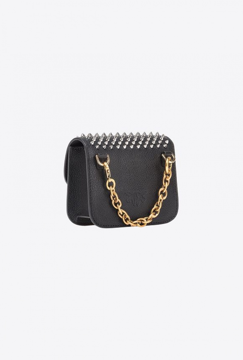 Pinko Micro Love Bag Bell With Studs Černé | SN-PKO32441