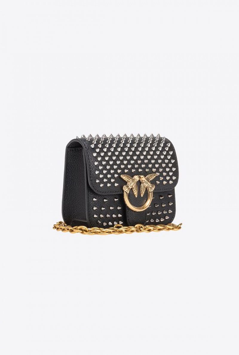 Pinko Micro Love Bag Bell With Studs Černé | SN-PKO32441