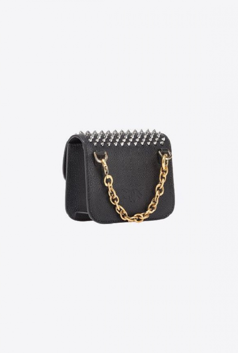 Pinko Micro Love Bag Bell With Studs Černé | SN-PKO34350