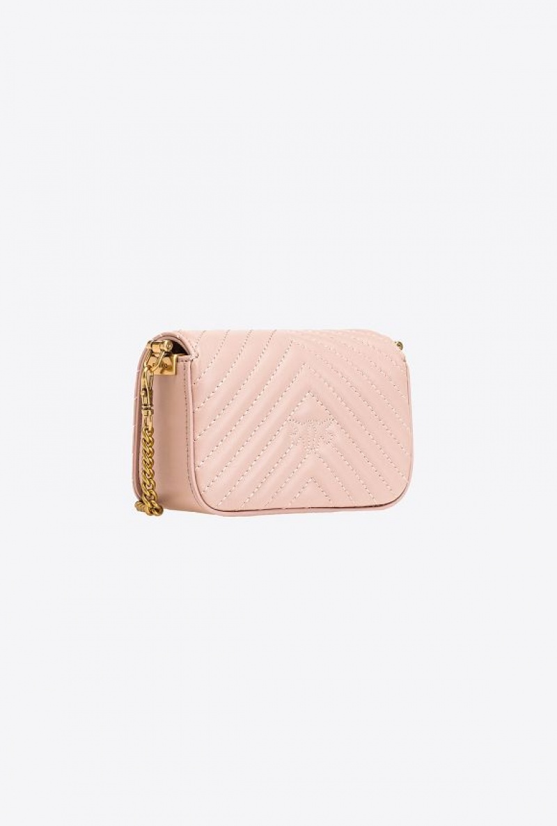 Pinko Micro Love Bag Click Chevron Růžové Růžové Zlaté | SN-PKO32472