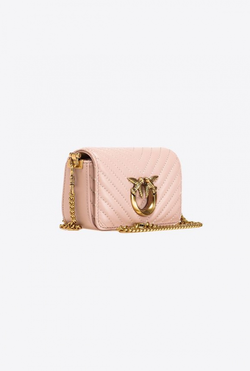 Pinko Micro Love Bag Click Chevron Růžové Růžové Zlaté | SN-PKO32472