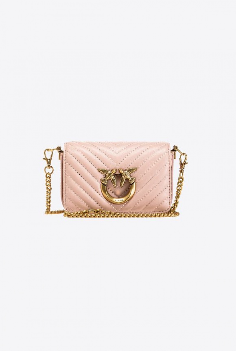 Pinko Micro Love Bag Click Chevron Růžové Růžové Zlaté | SN-PKO32472