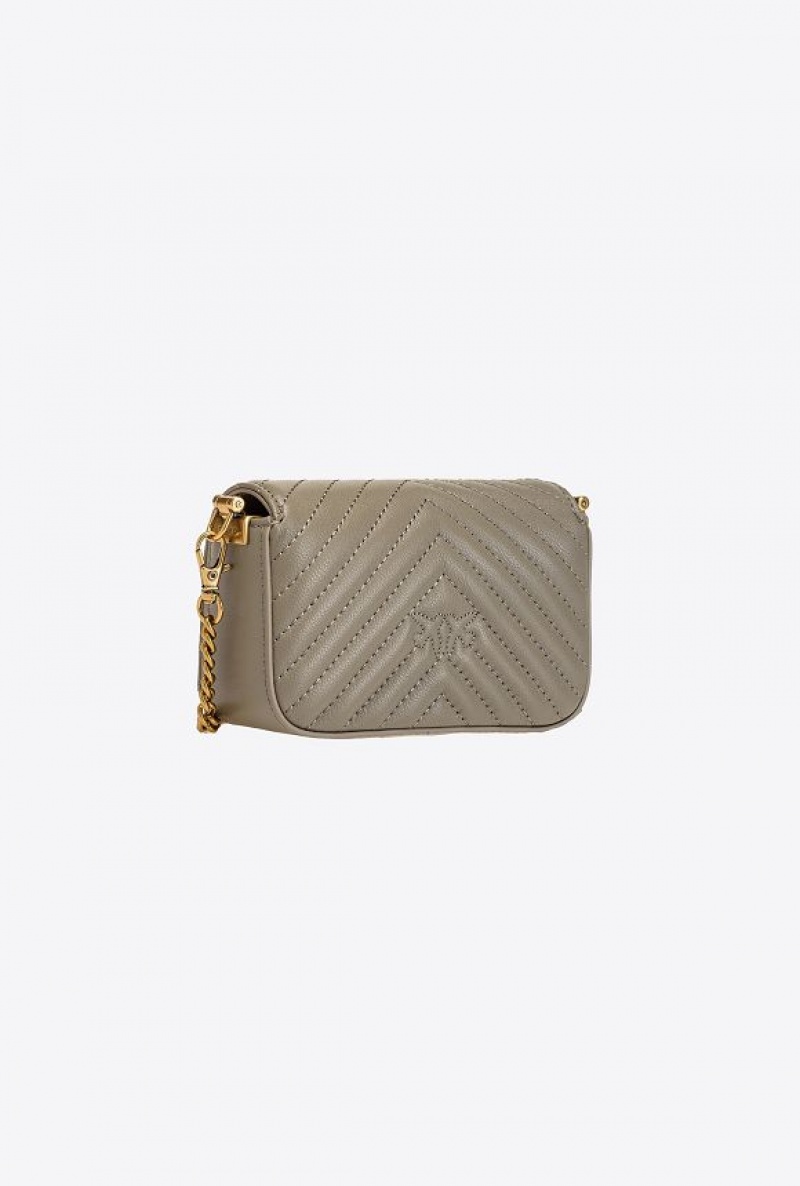 Pinko Micro Love Bag Click Chevron Zlaté | SN-PKO32817