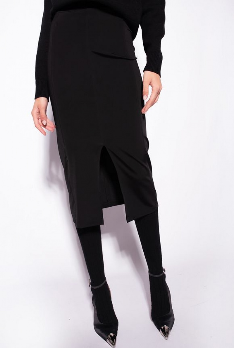 Pinko Midi Skirt With Slit Černé | SN-PKO34048