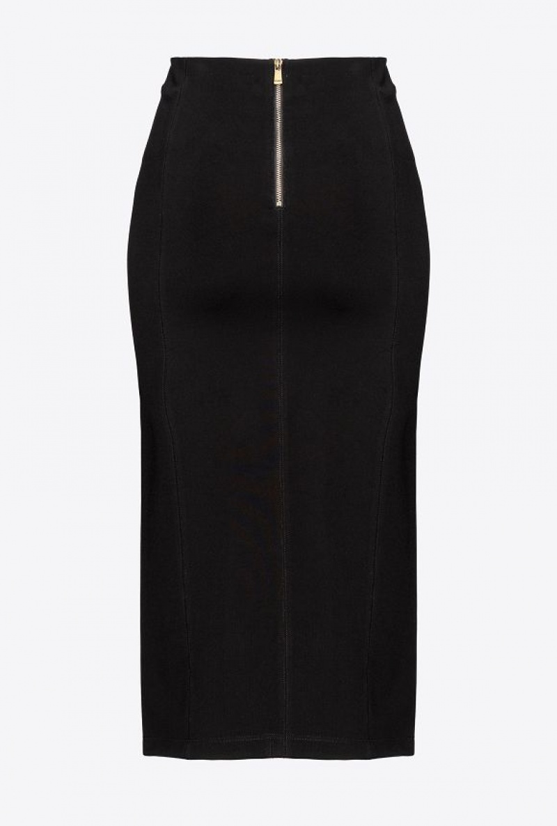 Pinko Midi Skirt With Slit Černé | SN-PKO34048