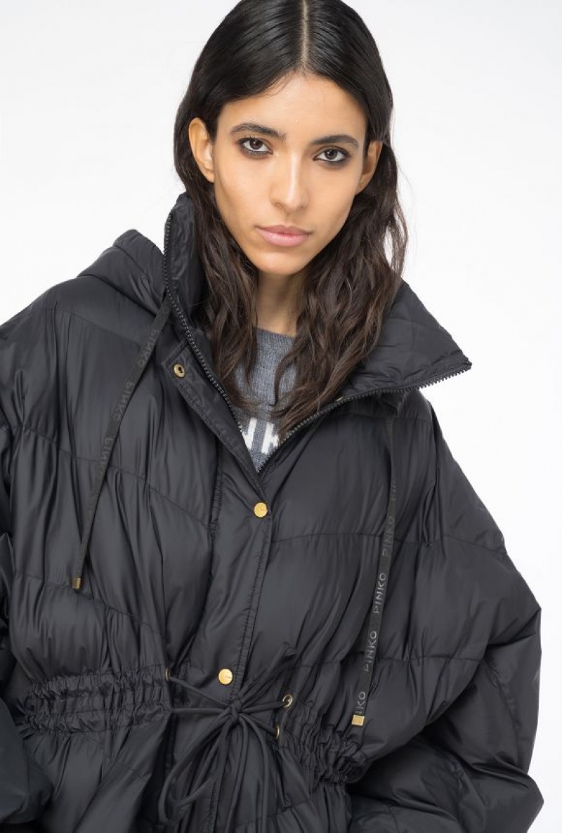 Pinko Midi Technical Platene Down Jacket Černé | SN-PKO33586