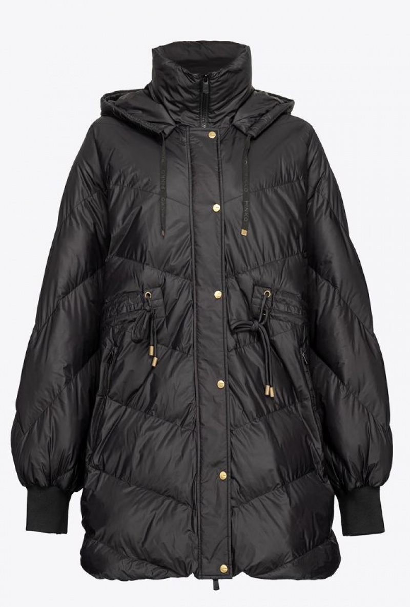 Pinko Midi Technical Platene Down Jacket Černé | SN-PKO33586