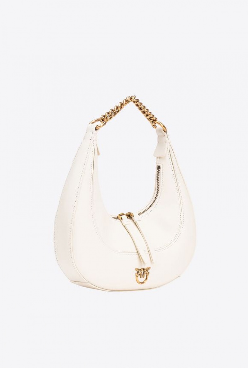 Pinko Mini Brioche Bag Hobo Bílé Bílé Zlaté | SN-PKO32580