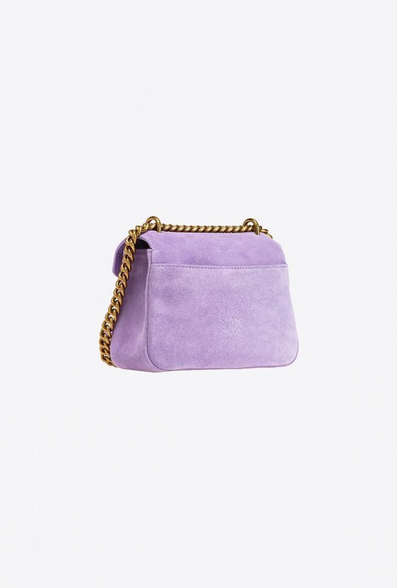 Pinko Mini Cupido Bag Messenger In Semišové Fialové Zlaté | SN-PKO32447