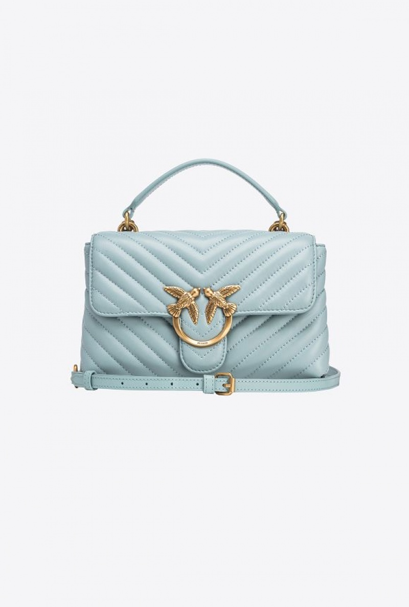 Pinko Mini Lady Love Bag Puff Chevron Světle Blankyt Zlaté | SN-PKO32477