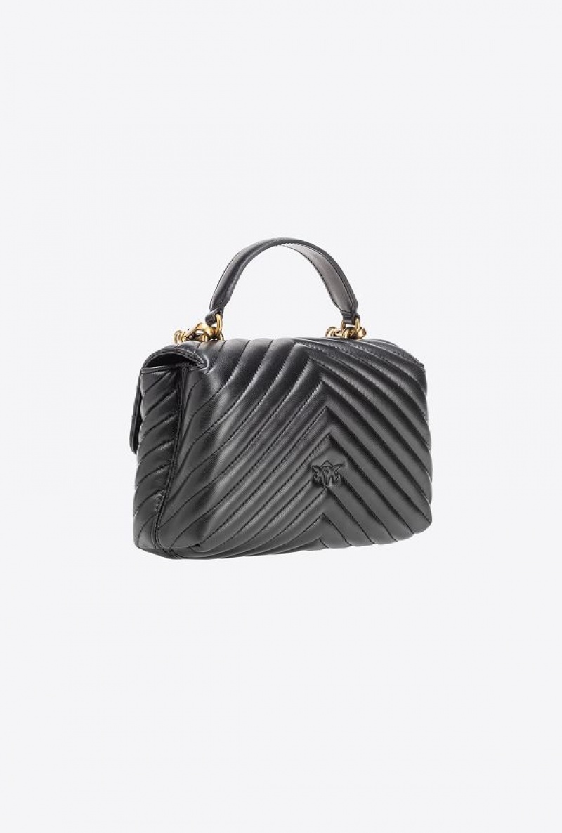 Pinko Mini Lady Love Bag Puff Chevron Černé Zlaté | SN-PKO32730