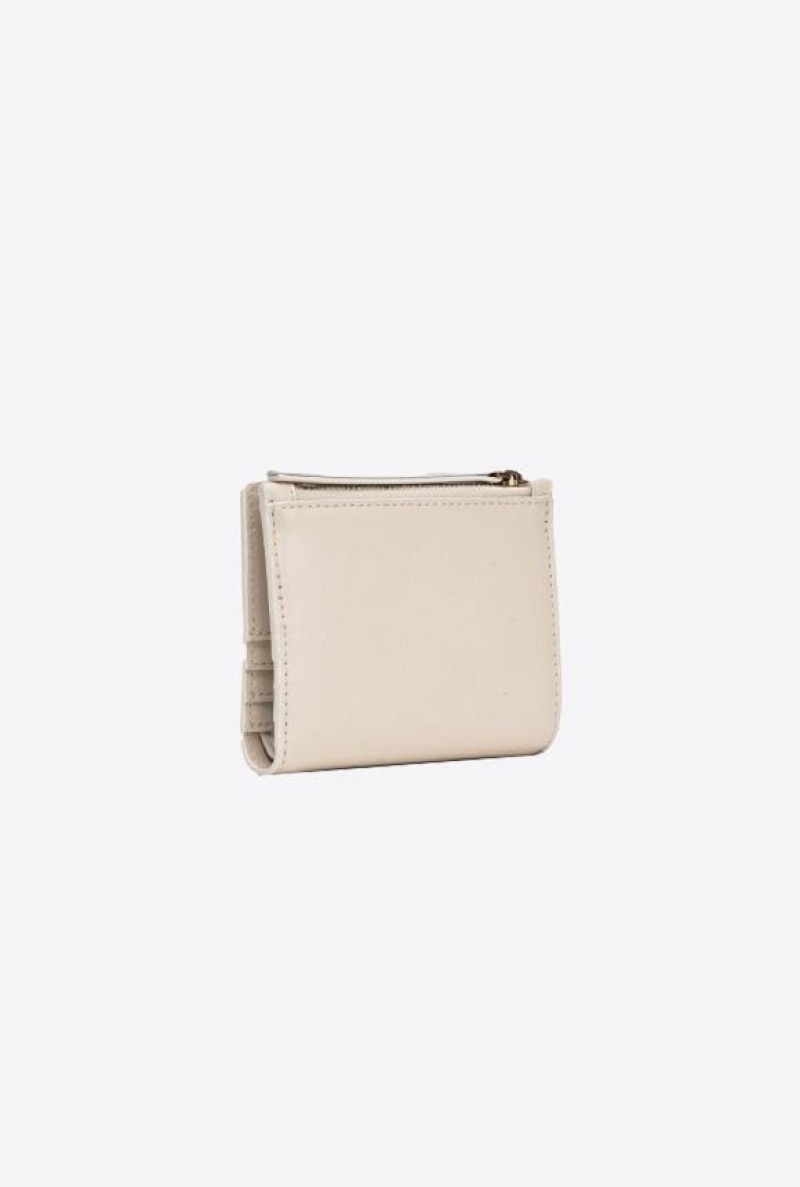 Pinko Mini Læder Wallet Bílé Bílé Zlaté | SN-PKO34269