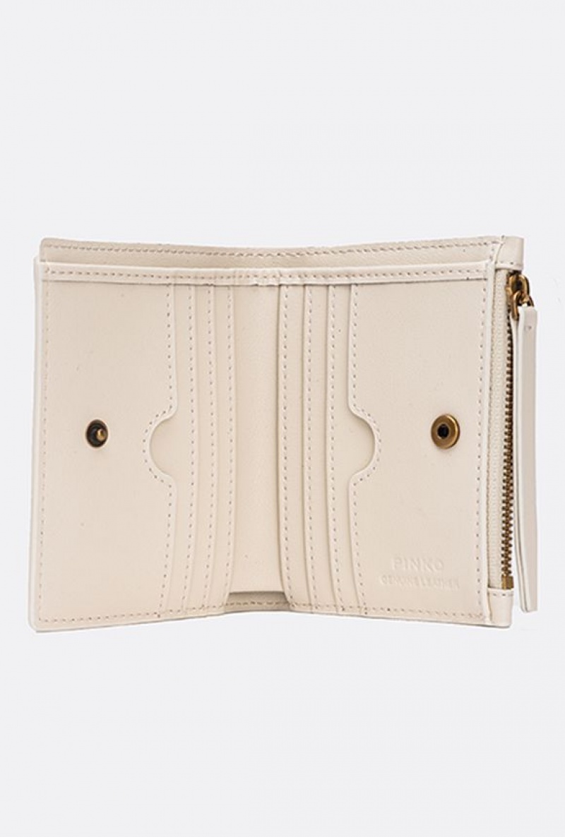 Pinko Mini Læder Wallet Bílé Bílé Zlaté | SN-PKO34269