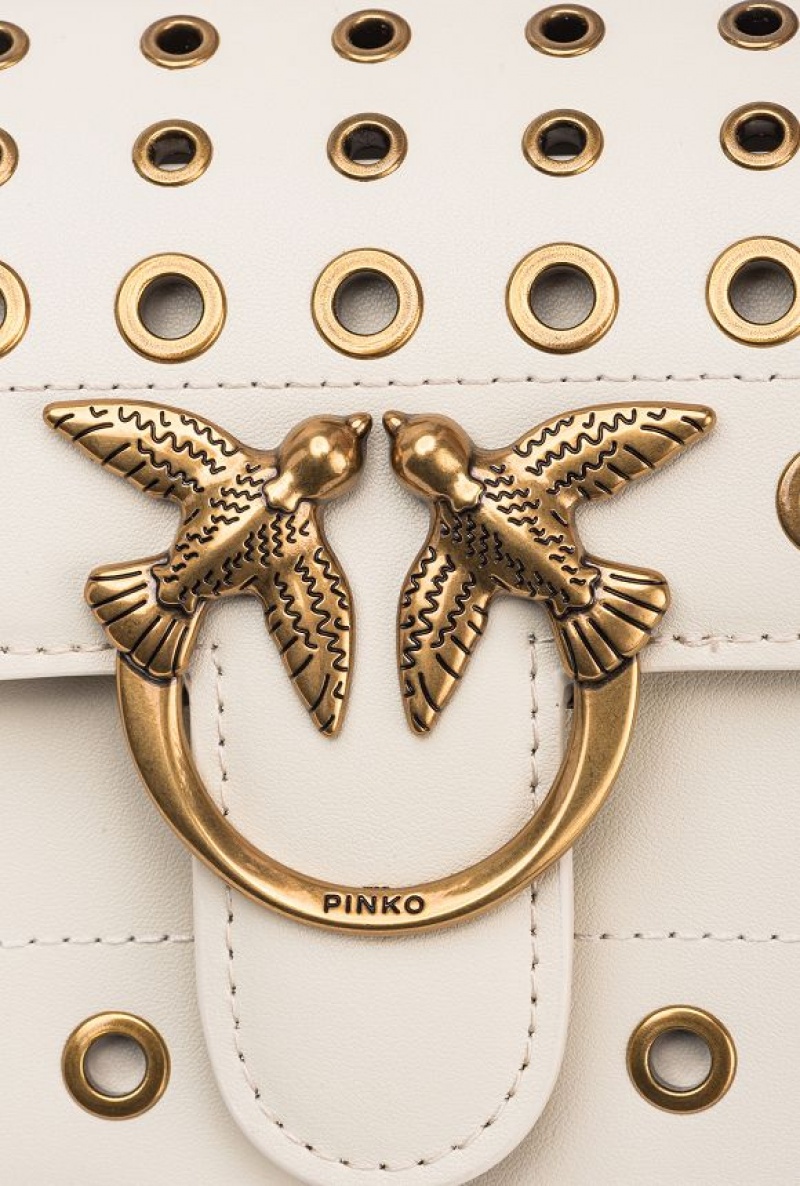 Pinko Mini Love Bag Bell With Metal Eyelets Bílé Bílé Zlaté | SN-PKO32547