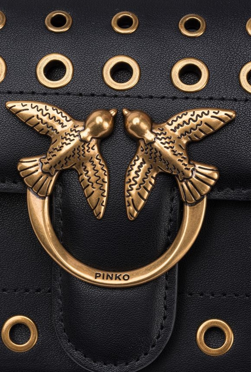 Pinko Mini Love Bag Bell With Metal Eyelets Černé Zlaté | SN-PKO32548