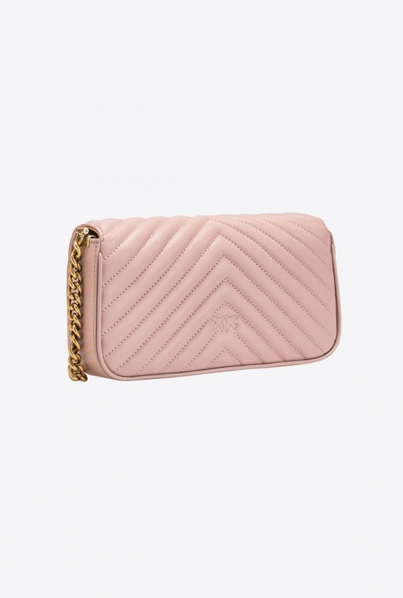 Pinko Mini Love Bag Click Baguette Chevron Růžové Růžové Zlaté | SN-PKO32583