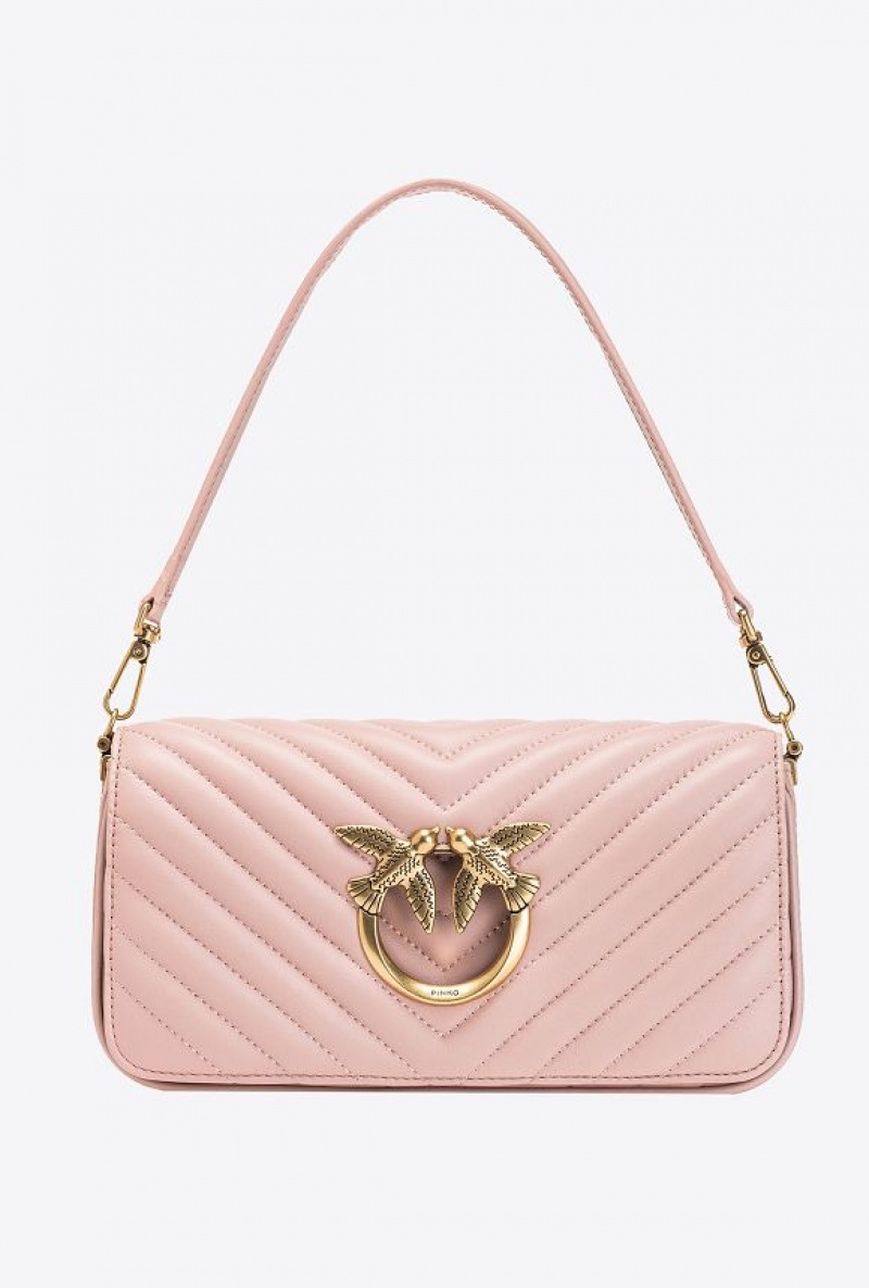 Pinko Mini Love Bag Click Baguette Chevron Růžové Růžové Zlaté | SN-PKO32690