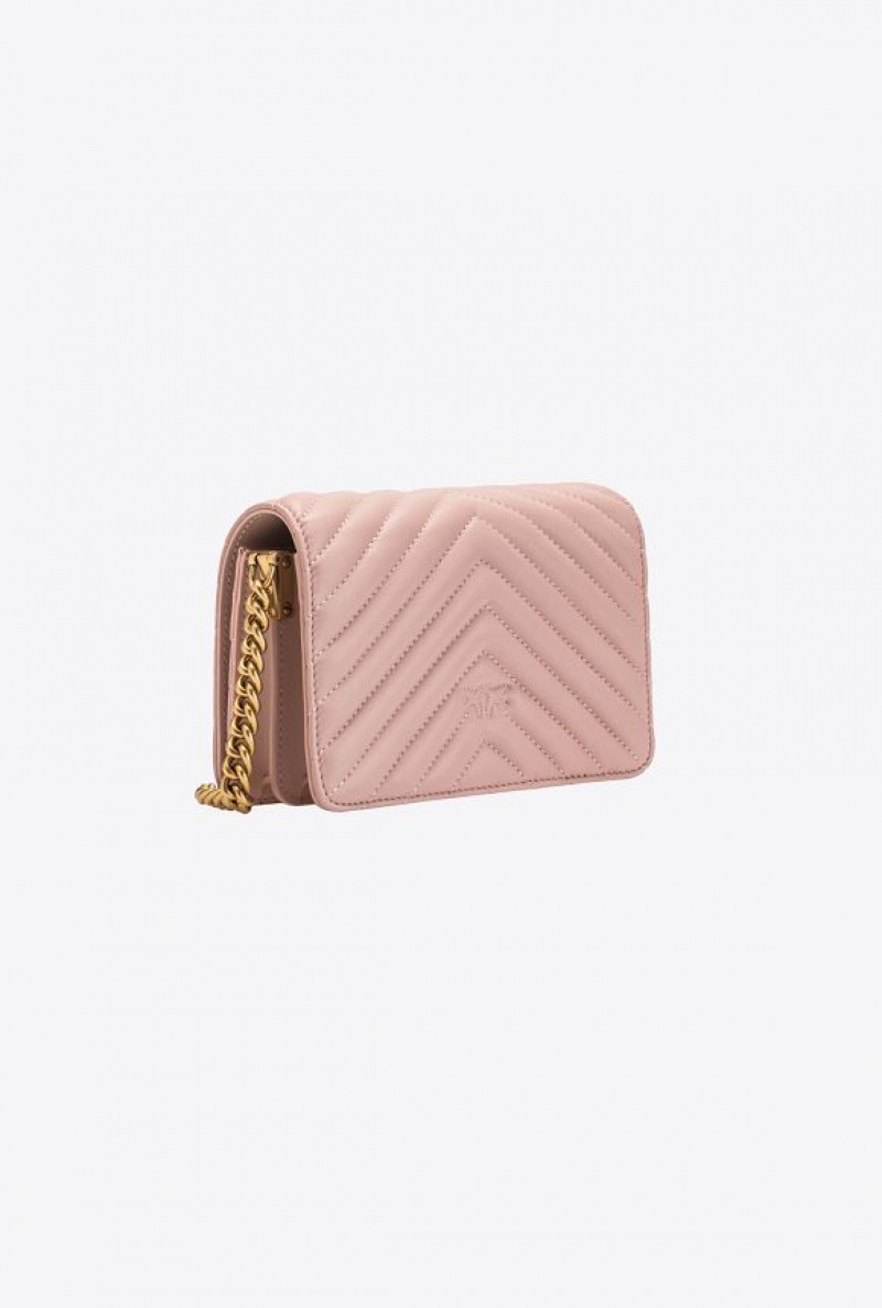 Pinko Mini Love Bag Click Chevron Růžové Růžové Zlaté | SN-PKO32508