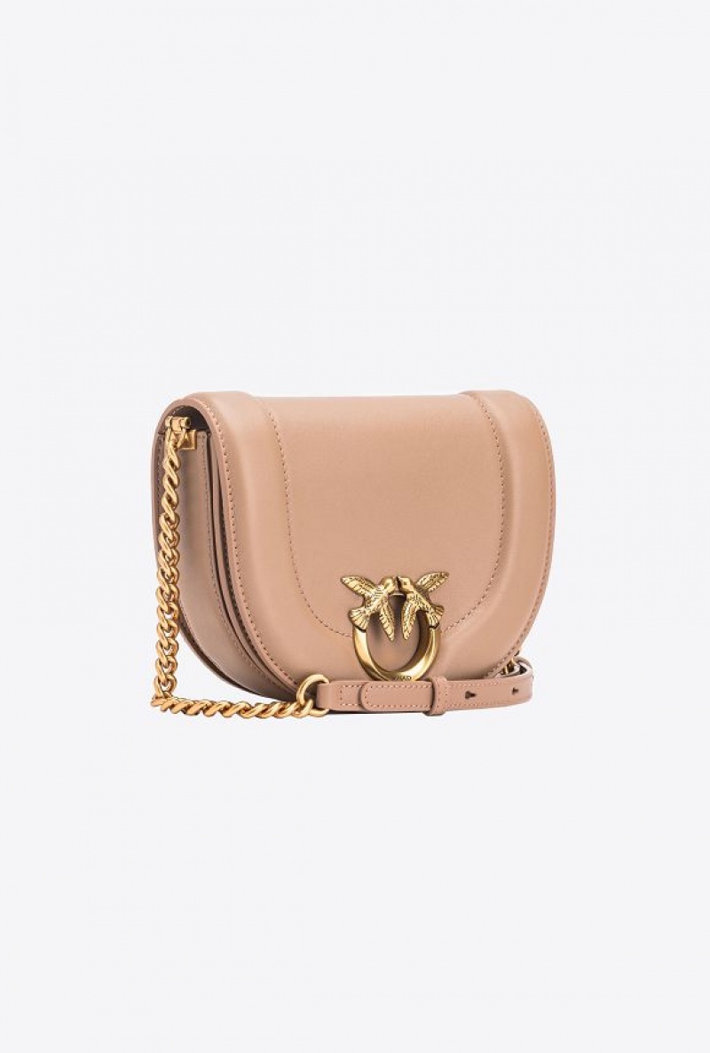 Pinko Mini Love Bag Click Round In Læder Zlaté | SN-PKO32723