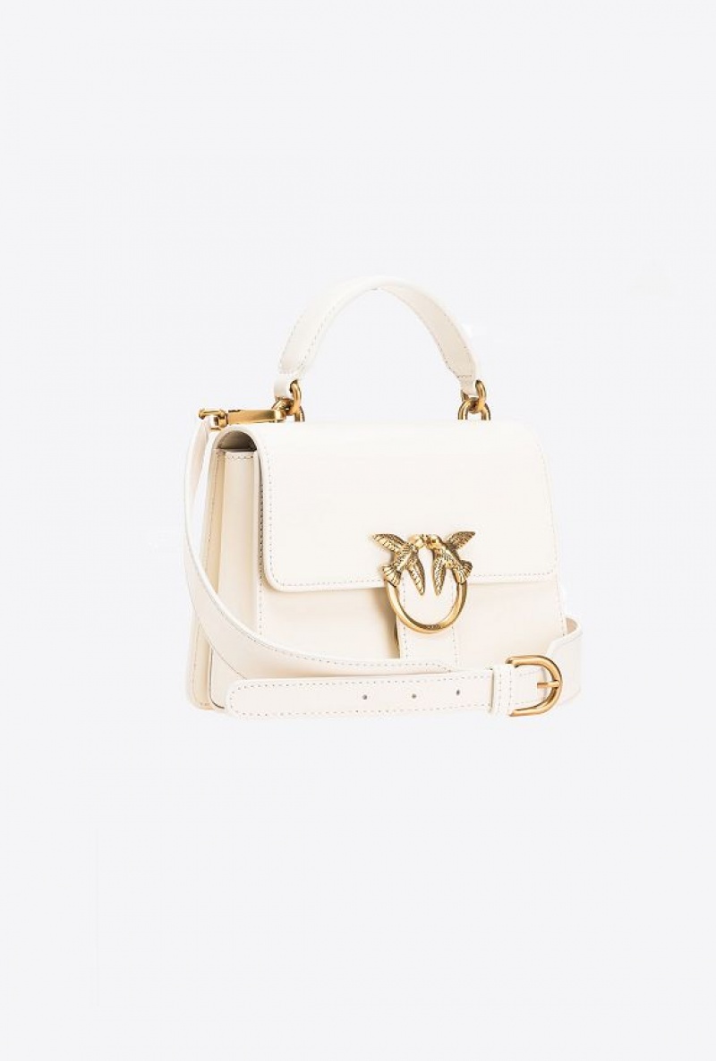 Pinko Mini Love Bag One Top Handle Light Simply Bílé Bílé Zlaté | SN-PKO32396