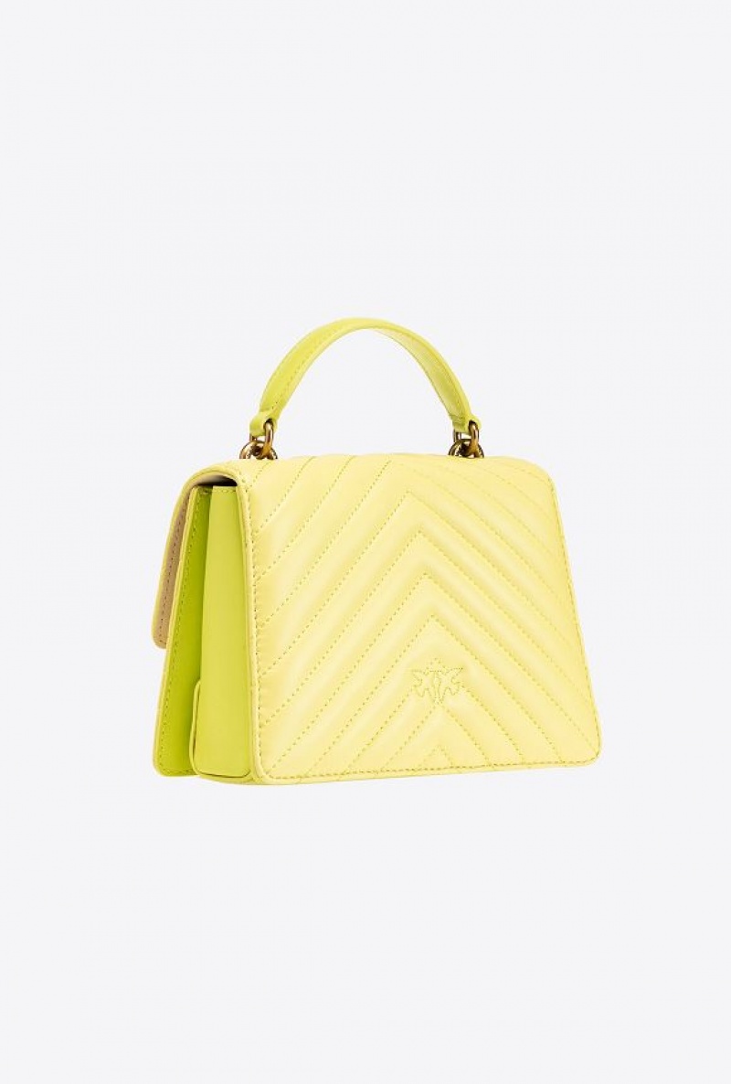 Pinko Mini Love Bag Top Handle Light Chevron Žluté Zlaté | SN-PKO32470