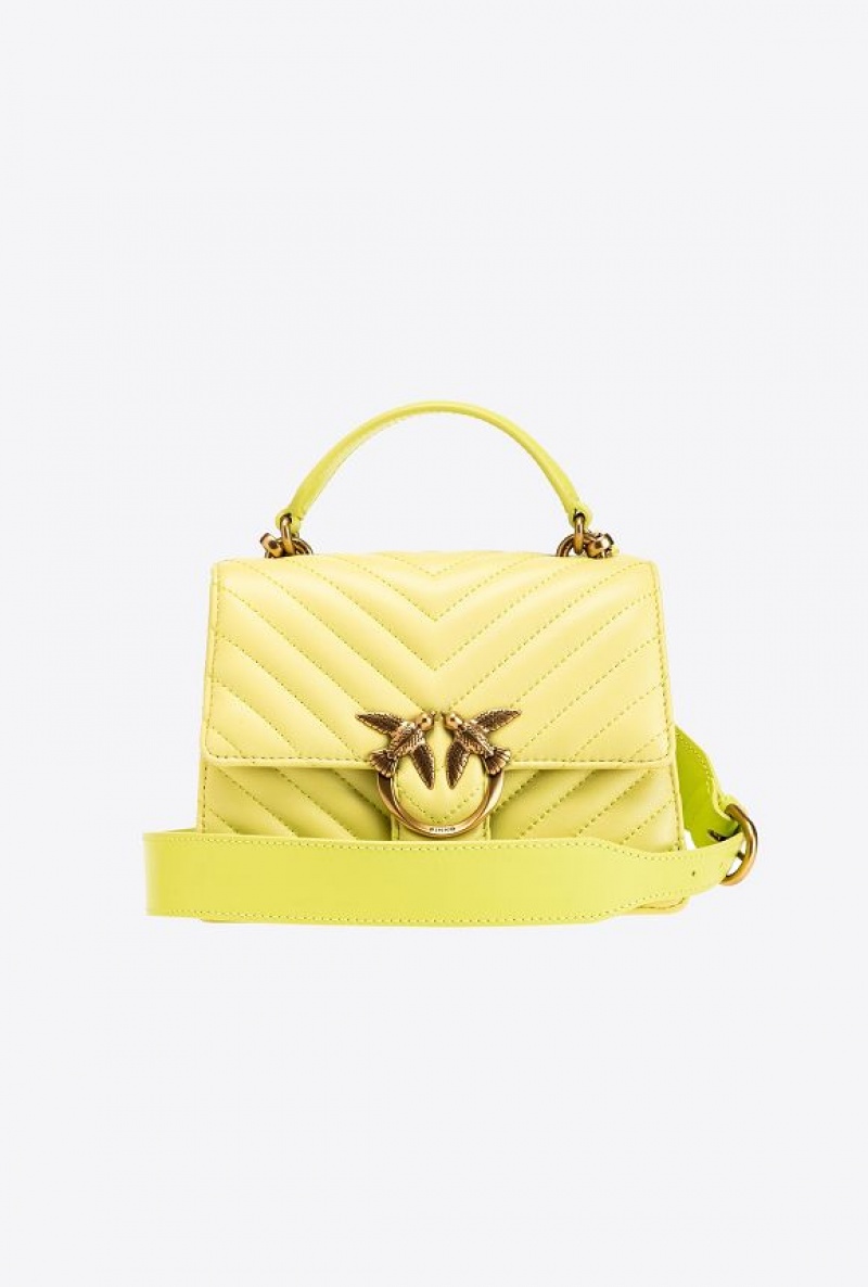 Pinko Mini Love Bag Top Handle Light Chevron Žluté Zlaté | SN-PKO32470