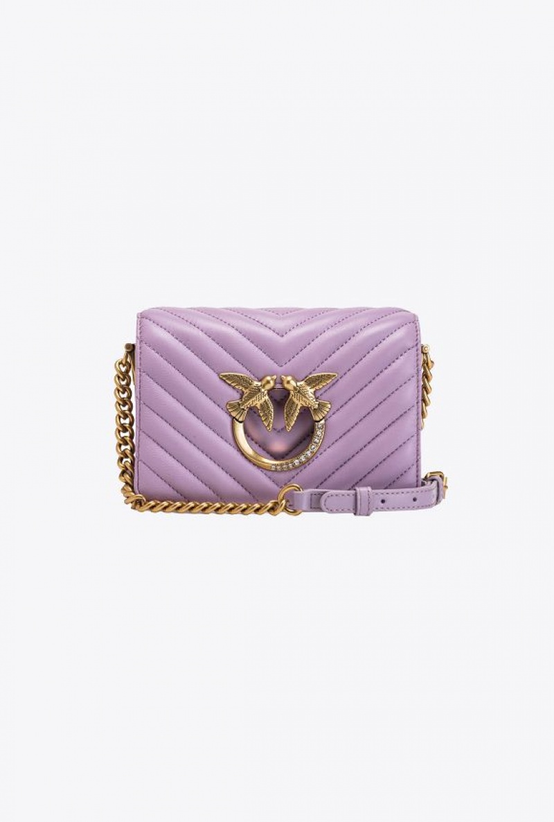 Pinko Mini Love Bag Click Chevron Jewel Fialové | SN-PKO32796