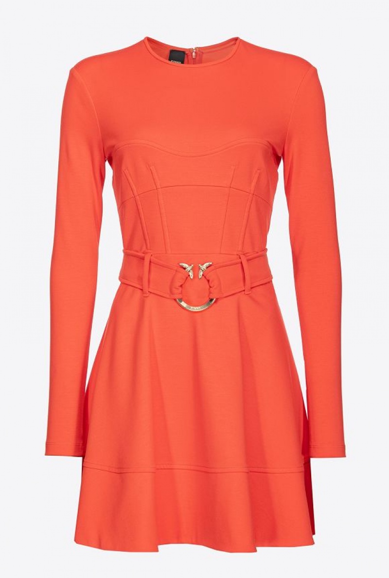 Pinko Mini Šaty With Piercing Belt Oranžové | SN-PKO33111