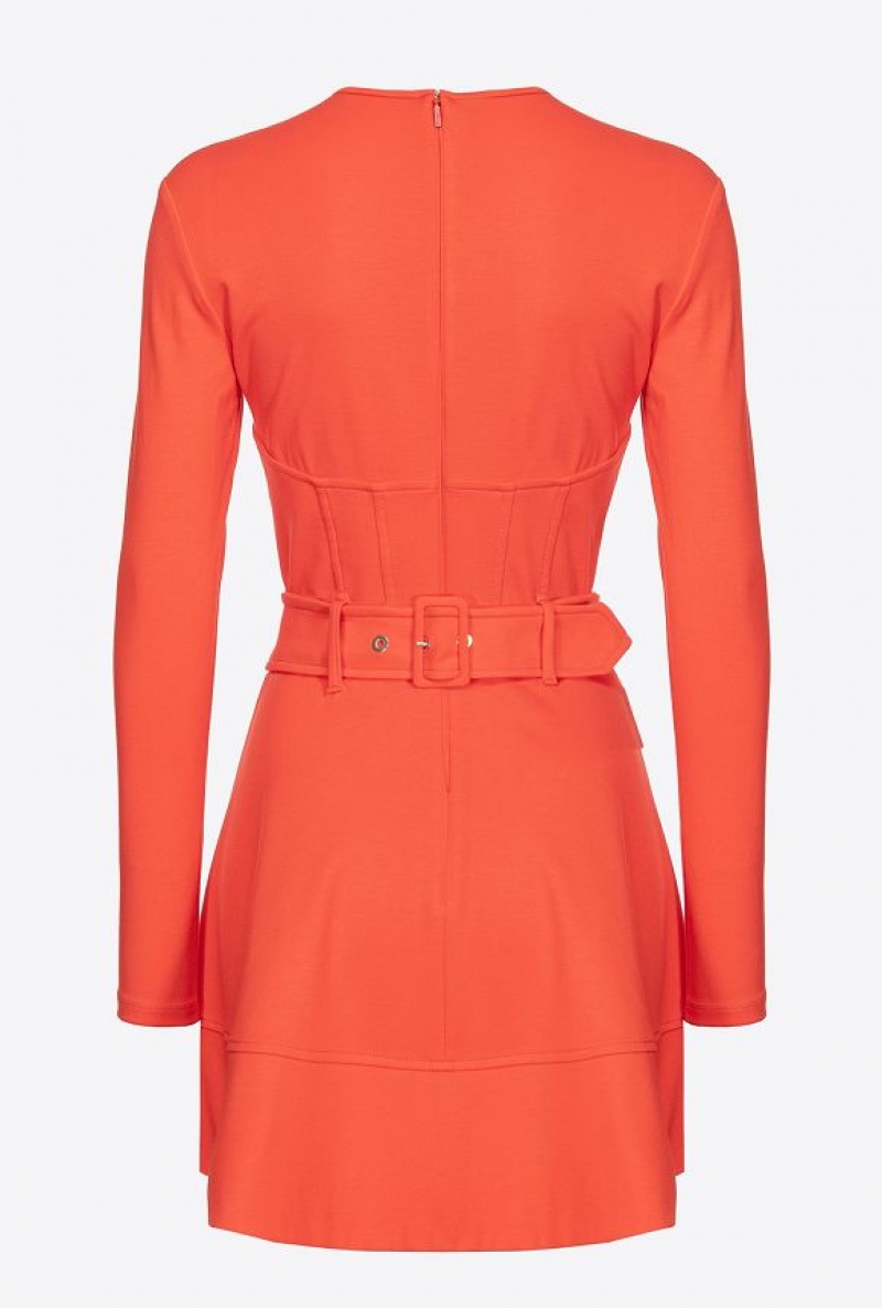 Pinko Mini Šaty With Piercing Belt Oranžové | SN-PKO33111