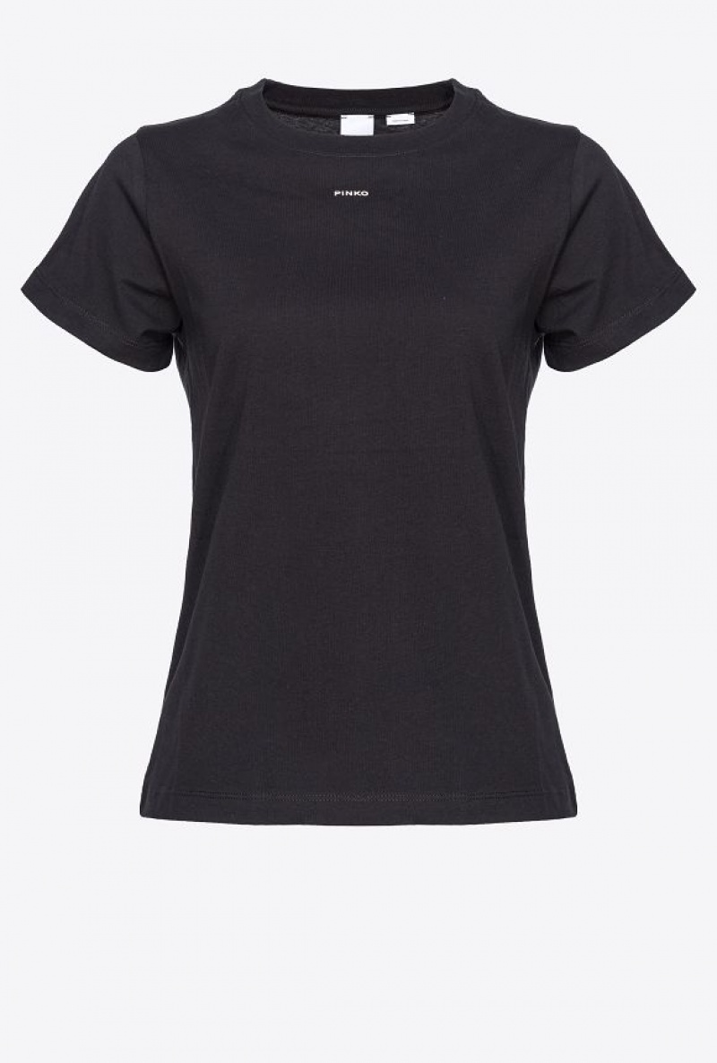 Pinko Mini-logo T-shirt Černé | SN-PKO33266