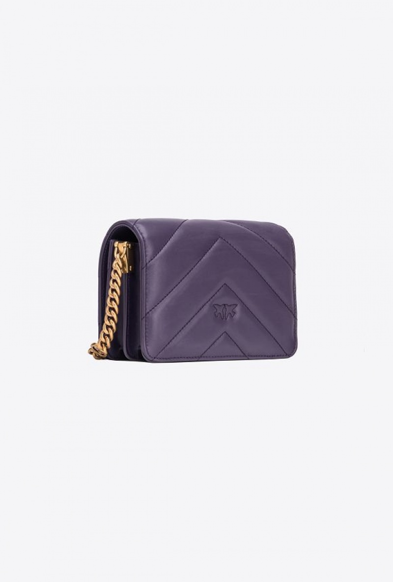 Pinko Mini Love Bag Click Big Chevron Fialové Zlaté | SN-PKO32507