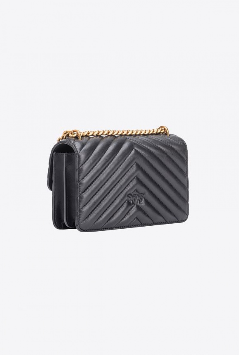 Pinko Mini Love Bag One Chevron Jewel Černé Zlaté | SN-PKO32700