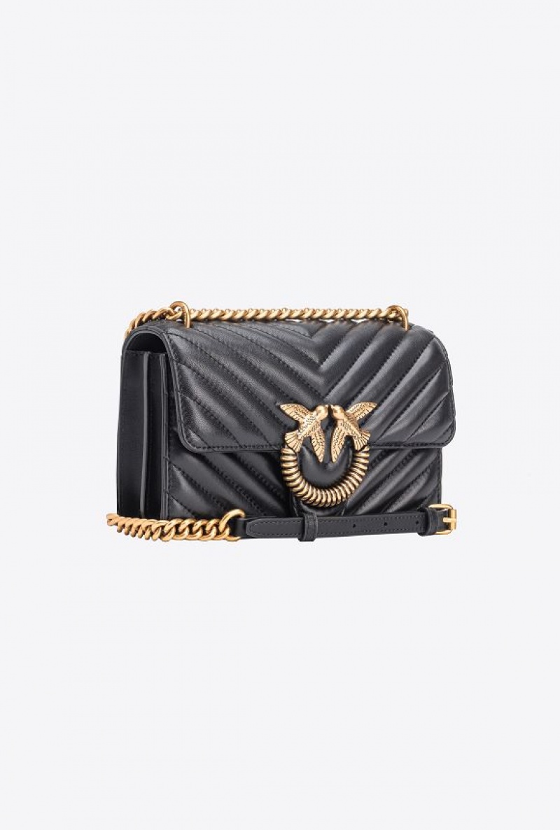 Pinko Mini Love Bag One Chevron Jewel Černé Zlaté | SN-PKO32700