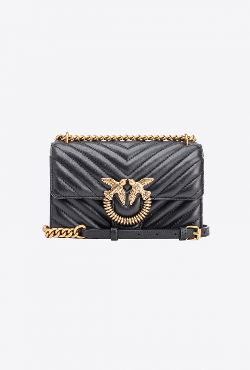 Pinko Mini Love Bag One Chevron Jewel Černé Zlaté | SN-PKO32700