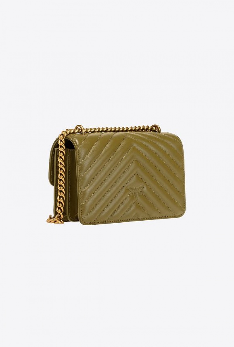 Pinko Mini Love Bag One Chevron Jewel Zelene Zlaté | SN-PKO32409