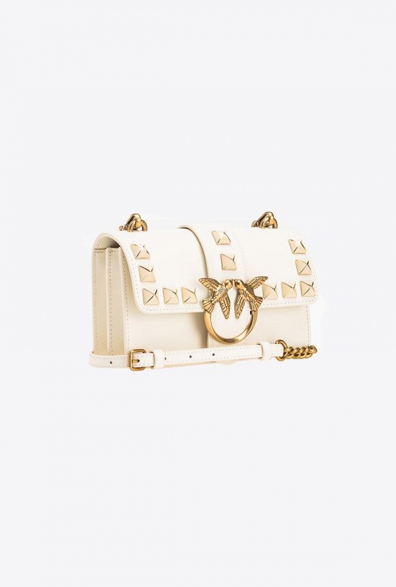 Pinko Mini Love Bag One Painted Studs Bílé Bílé Zlaté | SN-PKO32691