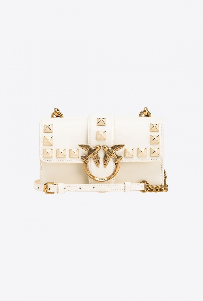 Pinko Mini Love Bag One Painted Studs Bílé Bílé Zlaté | SN-PKO32407