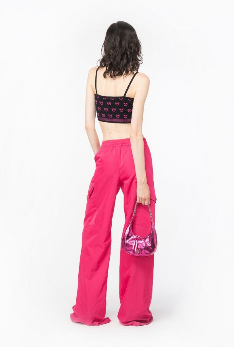 Pinko Monogram Crop Top Černé Fuchsie | SN-PKO33847