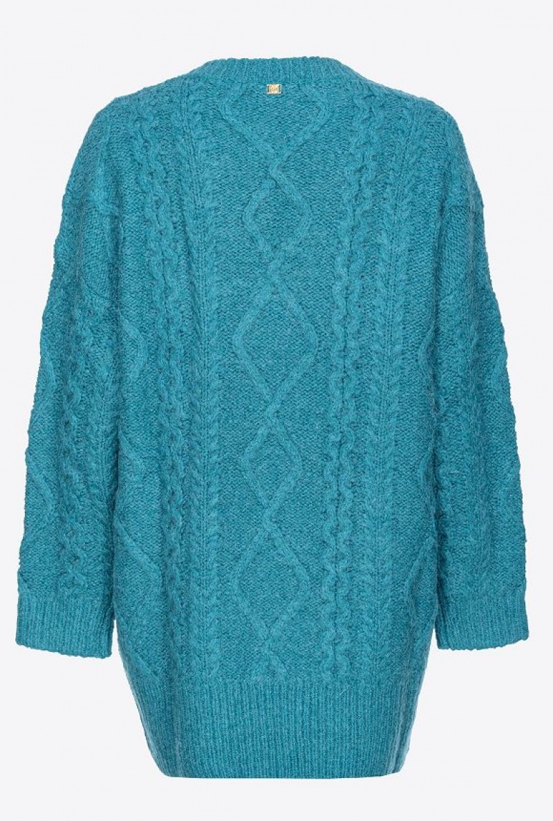 Pinko Multi Cable-knit Šaty Tmavě Zelene | SN-PKO33078