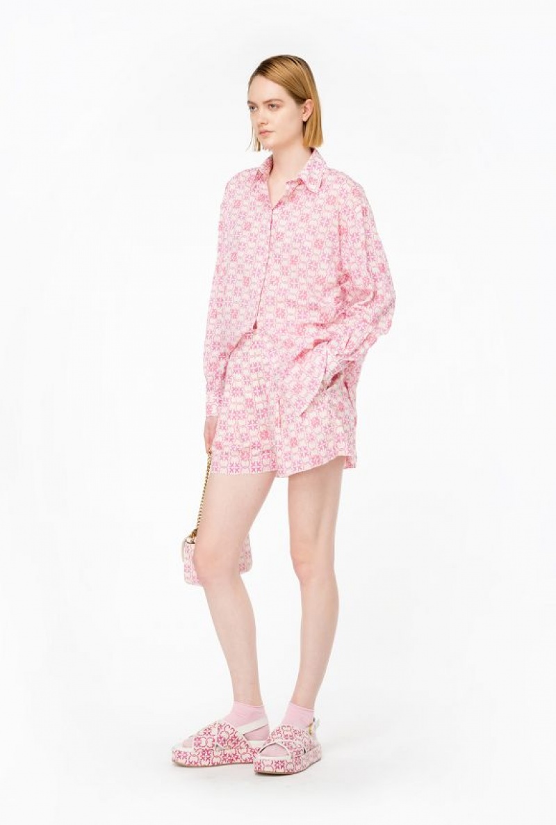 Pinko Muslin Shirt With Monogram And Embroidery Růžové | SN-PKO33133