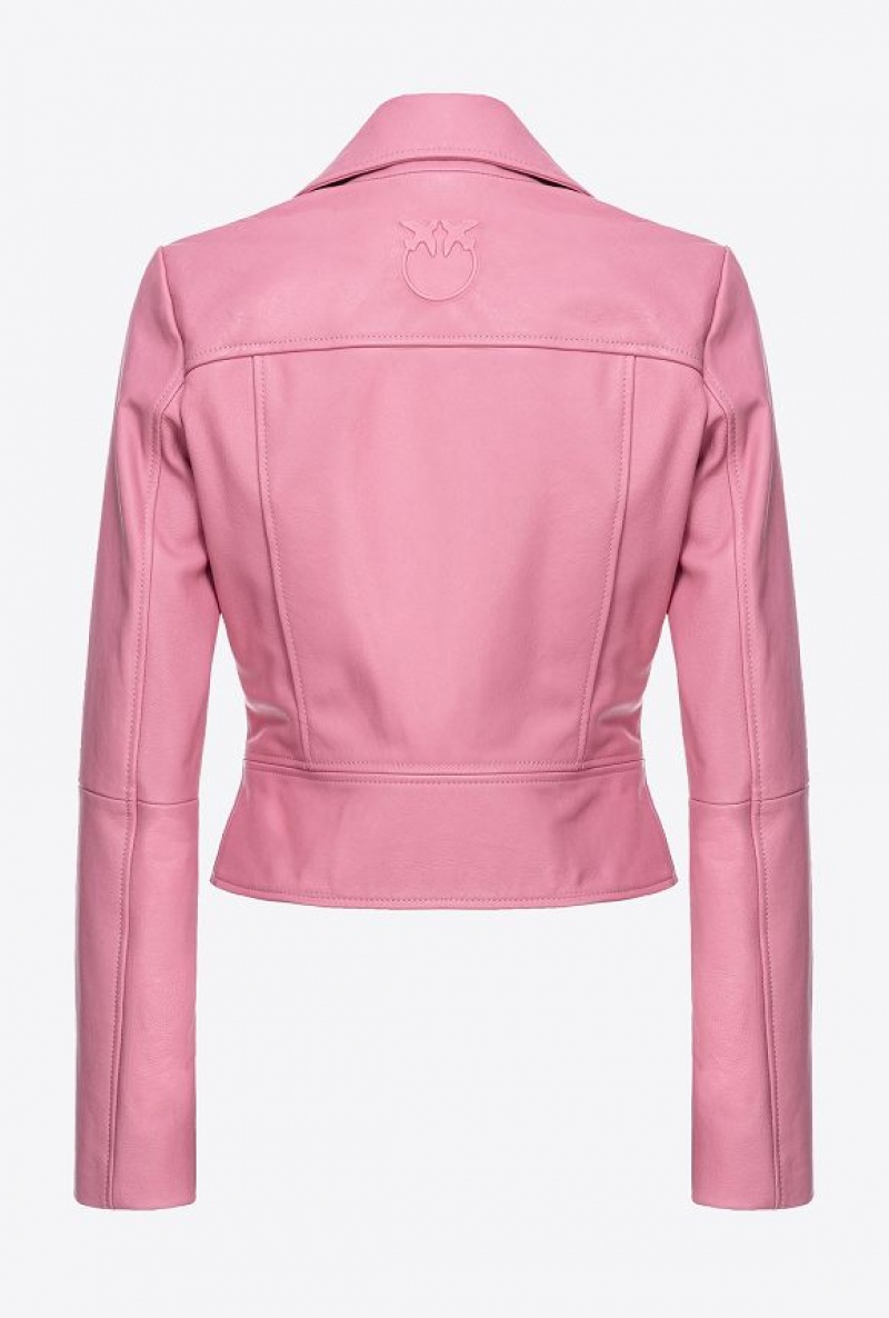 Pinko Nappa Læder Cyklistické Jacket Růžové | SN-PKO33590